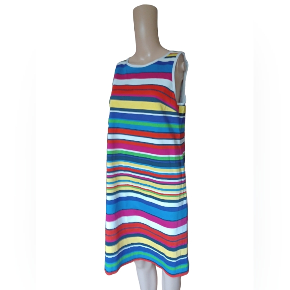 WORTH Womens Sleeveless Sheath Dress Size 10 Multicolor Striped Knee Length